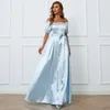 Party Dresses Elegant Wedding Evening Long For Women 2023 Autumn Boat Neck Satin A-line Draped Prom Gown Gala Night Dress Gift