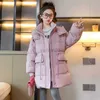 Down Jas Kind Meisje Katoen Gevoerde Winter Parka 8 10 12 Jaar Mode Toevallige Hoodie Roze Paars Warm jassen HKD230725