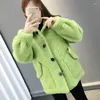 Women's Fur Thickened Warm One Imitation Lamb Slush Soft Top Autumn And Winter Korean Version Solid Color Loose Short Jacket Women