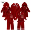 Pyjamas småbarn Baby Boys Girls Velvet Christmas Set Kids Winter Holiday Clothing Lägg till ditt textnamn Sleepwear Anpassat 230724