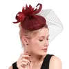 High Quality 4 Layer Sinamay Wedding Mesh Fascinators Hat Marron Veils Fascinator Accessories Female Feathers Elegant Headpiece