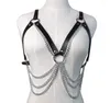 Gürtel PU-Leder Sexy Harness Strumpfband mit Metallquasten Frau Körper Bondage Käfig Bralette Riemen Brustformung Silber