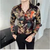 Men's flower shirt long-sleeved Korean casual handsome trend spring personality fashion floral high-end retro shirt Asian size S-4XL