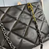 Chain Handbags Purse Tote Shopping Bag Quilting Shoulder Bags Women Black Sheepskin Fashion Letters Zipper Wallet Magnetic Button Internal Zipper Pocket 36cm