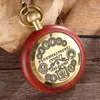 Pocket Watches Square Wooden Mechanical Pocket Watch with Chain Luxury Red Wood Hand Winding Skeleton Roman Numbers Fob Watches Men Retro Clock 230724