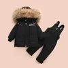 Down Coat Winter Children's Clothing Set 2st Boys Girl Down Jacket 2022 Nya Baby Snowsuit Clothes Overalls för barn Småbarn Jumpsuit Coat HKD230725