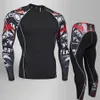 Men's Thermal Underwear Compression Men's Sports underwear MMA rash guard Male Fitness Leggings Jogging T-shirt Quick dry Gym Workout Sport suit 4XL 230724