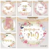 Background Material Laeacco Little Princess 1st Birthday Circular Photography Background Baby Shower Family Party Flower Decoration Circular Custom Background