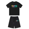 Trapstar Mens T Shirt Pants 2 قطعة مجموعات مصممة قوس قزح منشفة التطريز