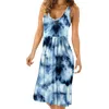 Freizeitkleider Strandkleid Damen Preppy Style Knielanges Outfit Rundhals Tie Dye Tank Sommerkleid Damen Ärmellos