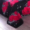 Conjuntos de roupa de cama floral rosa vermelha grande 3D para casamento capa de edredom macia fronhas conjunto de cama 4 peças conjunto de roupa de cama queen L230704