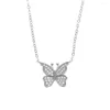 Catene Collana con ciondolo a forma di farfalla in argento sterling 925 Carino adorabile Minimal Delicato Pave Cz Animal Charm Fashion Jewelry