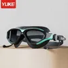 Goggles Plaging Goggles Мужчины женщины, дающие водонепроницаемые анти туманные профессиональные профессиональные кадры с большим рамным плаванием, плавающие шапки Set Hkd230725