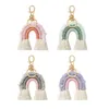 Chaveiro de pelúcia arco-íris tecido à mão chaveiro faça você mesmo acessórios de moda bolsa decoração pingente chaveiro