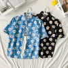 Men's Casual Shirts Daisy Print Hawaiian Beach Shirt 2023 Summer Short Sleeve 3XL Aloha Holiday Resort Clothing