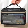 Bolsas Cosméticas Estojos Estojo de Maquiagem de Malha Preta Grande Capacidade Bolsa de Armazenamento Casual Zíper Artigos de Higiene Pessoal Lavagem Maquiagem Saco de Viagem Feminino 230725