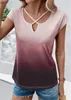 T-shirts pour femmes 2023 Criss-Cross évider Blouse femmes chemise col en v T-shirts courts loisirs manches minces femme T-shirts hauts