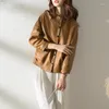 女性用革のジャケットの気質女性コート2023秋と冬のシープスキンショートトップウェア