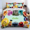 TV Sesame Street Cute Cartoon Comporter Bedding Set Däcke Cover Bed Set Quilt Cover Case King Queen Size Bedding Set Kids L230704