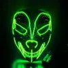 Máscara de iluminação LED que brilha no escuro 3 modelos Máscara de lobo animal para homens e mulheres Halloween Masquerade Festival Festa Cosplay Costume Prop