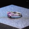 Обручальные кольца Purple Crystal Trend 2023 для женщин Циркон Серебряный цвет Обещание Кольцевые аксессуары Bidal Gift Jewelry Оптовые R492