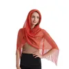 Scarves Gold Silver Shiny Muslim Turban Scarf Long Shawl Women Summer Beach Sunscreen Shawls Female Solid White Black