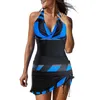 Dameszwemkleding Guard-jurk Tankini-zwempakken met rok 2-delig Feather Color Block Print Badpakken Tienerzwempak Meisjes