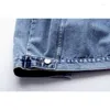 Coletes Femininos Primavera Verão Colete Denim Bolso Grande Feminino Casual Magro Curto Cowboy Colete Branco Preto Azul Jeans Sem Mangas Feminino