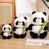 25/35cm Lovely Panda Bear Plush Toys Kawaii Sitting Panda Holding Bamboo Dolls Stuffed Soft Children Birthday Gift Pillow