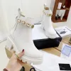 Designer Martin Desert Boots äkta läderhög klack ankelskor kvinnor stövlar diamant vintage tryckskor klassisk spets upp 34-40