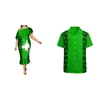 Casual Dresses Men's And Women's Couples Wear One-shoulder Fishtail Skirt Shirts Hawaii Papua Guinea Tribal Style