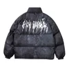 Kvinnor Down Parkas Rainbowtouches Men Hip Hop Oversize Padded Bomber Jacket Coat Streetwear Graffiti Jacka Parka Cotton Harajuku Winter Down Coat HKD230725