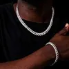 Hip Hop 18mm Vvs Moissanit Iced Out Diamant Silber Farbe Kette Halskette Armband 925 Silber Männer Halskette Miami kubanischen Link Kette