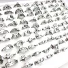 Partihandel 100 st rostfritt stål bandringar för kvinnor silverguldpläterade rent zirkonsten mode smycken tillbehör
