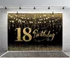 Hintergrundmaterial: Schwarzgold, 18. Fotohintergrund, Mädchen-18. Geburtstag, Party, individueller Fotohintergrund, Fotostudio-Requisiten, Banner x0724