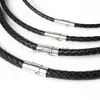 Pendant Necklaces Hot Sale Men Women 3mm 4mm 5mm 6mm Braided Real Genuine Leather Necklaces Stainless Steel Magnetic Buckle Multi-layer Bracelets J230725