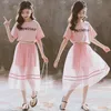 Girl s Dresses Casual mesh lace pink Vintage Long Sleeve Slim T Shirt Dress Sweet Teenager Clothing Layered Girl 8 9 10 2 year 230724