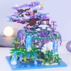 Blocs 16290 Monde Architecture Pavillon Arbre Île Cascade Piscine LED Lumière DIY Mini Diamant Briques Bâtiment Jouet sans Boîte 230724