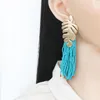 Dangle Earrings Bohemian Style Acrylic Handmade Beaded Long Tassel For Women Vintage Blue Statement Jewelry Wholesale