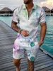 Tracksuits voor heren zomerheren pak 3D printen polo shirt mode creativiteit tops sportkleding harajuku kleding sets shirt strandcasual shorts set 230724