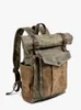 Skolväskor Muchuan Luxury Vintage Canvas Ryggsäckar för män Oljexel Läder Travel Ryggsäck Stora vattentäta dagpackar Retro Bagpack 230724