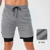 Shorts de corrida masculino elástico de camada dupla com bolso moletom jogger fitness academia treino casual roupa ativa