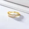 Cluster Rings Ins Dainty Jewelry Pave Setting Baguette Cut CZ Stones Ring In 925 Sterling Silver 14K Yellow Gold Plated For Women Gift