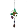 Jewelry Pouches Butterfly Glass Colored Painting Metal Wind Chime Iron Crafts Pendant Creative Garden Pastoral Gifts Outdoor