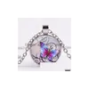 Pendant Necklaces Blue Purple Magic Butterfly Necklace Beautif Insect Flowers Glass Gem Long Chain Handmade Jewelry Drop Delivery Pend Dh1J7