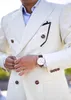 Mäns kostymer Blazers Senaste elegant vit linnjacka för män sommar dubbelbröst casual smal passformad strand bröllop male blazer masculino 230724