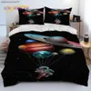 Astronaut Space Cartoon Consolador Conjunto de Cama Capa de Edredom Conjunto de Capa de Colcha Estojo de Cama King Queen Size Conjunto de Cama para Criança L230704