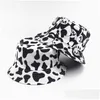 Stingy Brim Hats Fashion Double Sided Reversible Black White Cow Pattern Bucket Hat Fisherman Caps For Women Summer Drop Delivery Acce Dhats