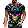 Herren T-Shirts Sommer Death Skull Print Shirt für Männer Terror Harajuku Übergroße Kurzarm Top Trend Freizeit O-Ausschnitt T-Shirts Vintage Kleidung