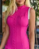 Kobiety Rose Rose Rose Redevele Button Modna moda Bodycon Slim Summer Spring Mini Dress High talia